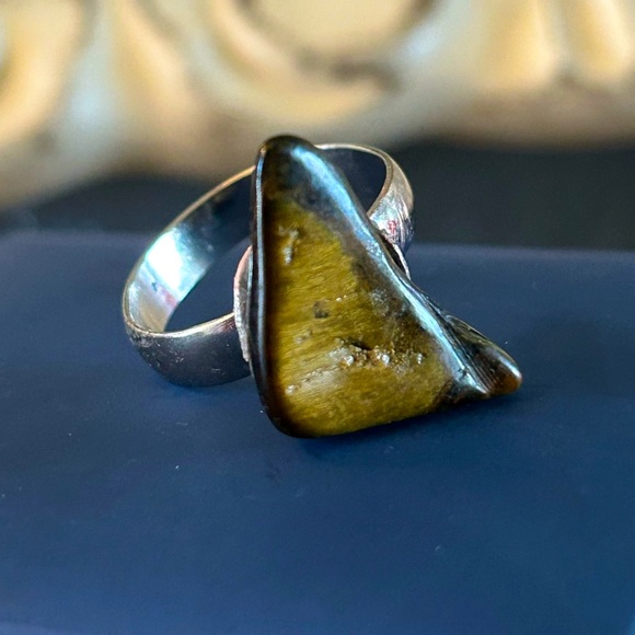 Gorgeous Natural Tumbled Amber Stone Ring Adjustable Band - Picture 1 of 16